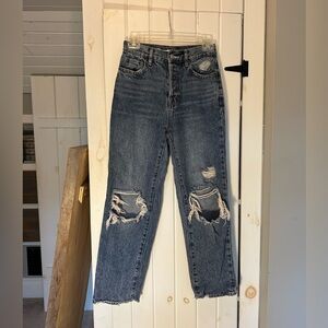PacSun high rise straight jeans distressed